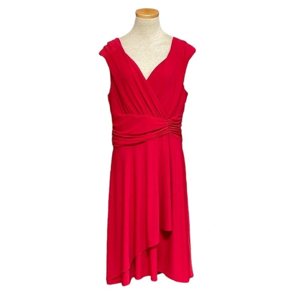 Scarlett Dress Womens 16 Red Sleeveless V-Neck Midi A-Line